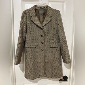 Ann Taylor Classic Long Coat, Size Medium, Browns and black. EUC